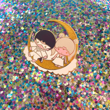 Load image into Gallery viewer, Little Moon Stars Enamel Pin &amp; Sticker!
