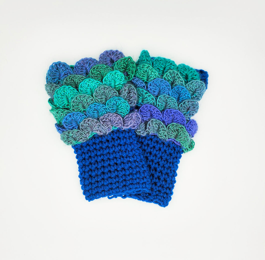 Dragon Scale Fingerless Gloves (blue)