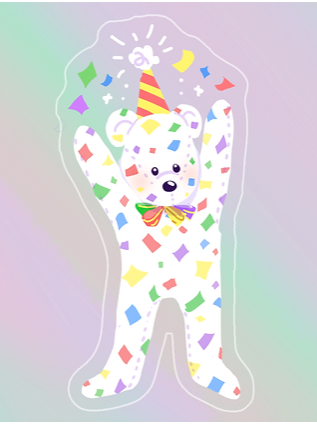 Confetti Bear Holographic Single Sticker