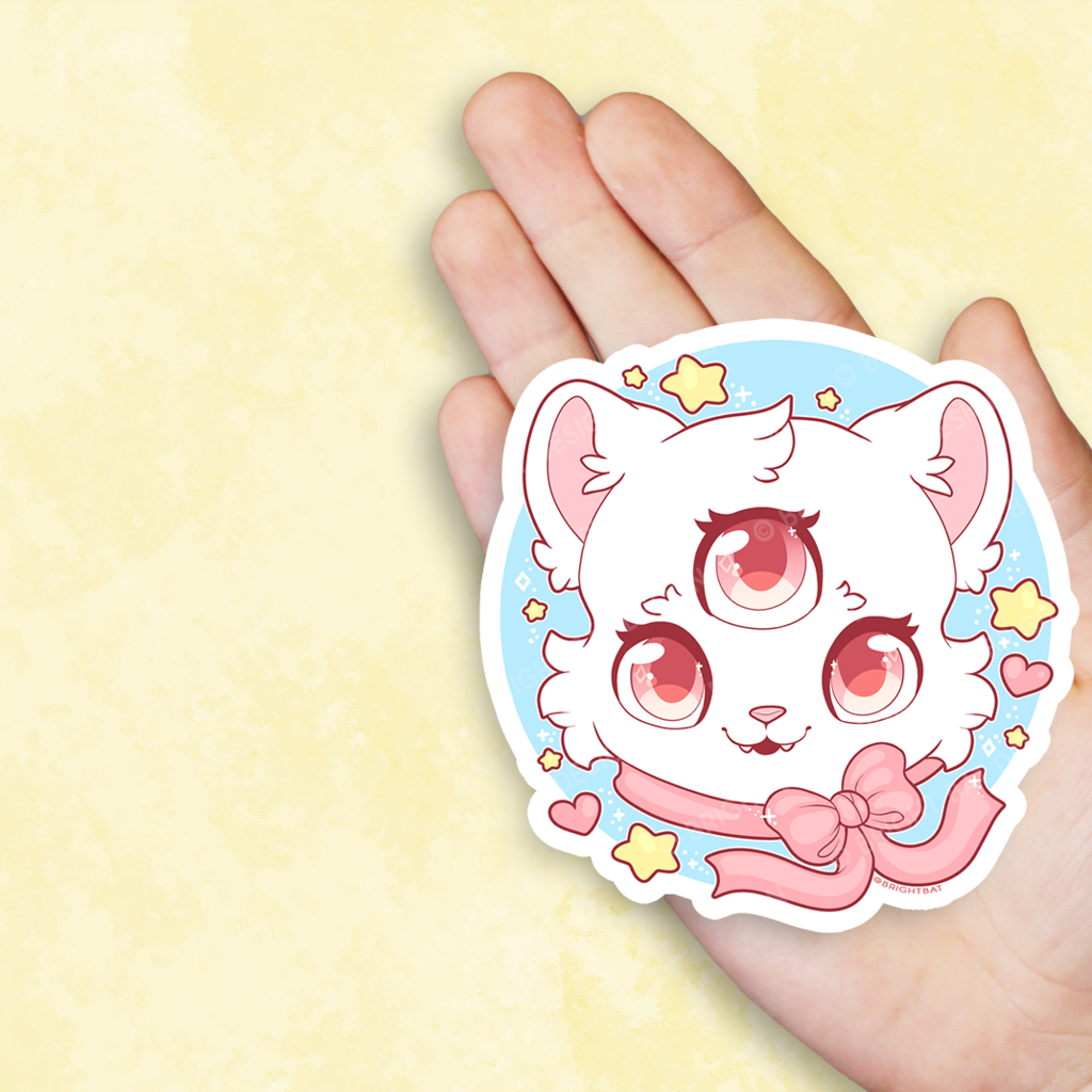 Magical 3 Eyed Cat Vinyl Sticker
