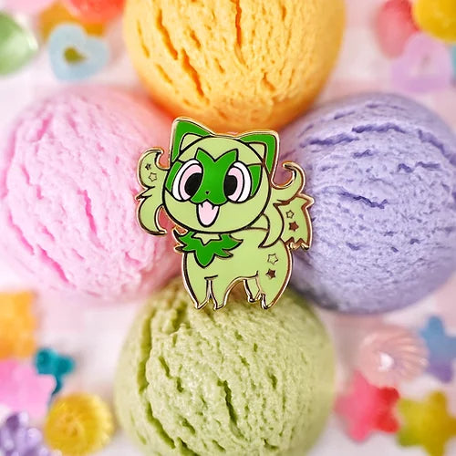 Grassy Kawaii Lil Monster Enamel Pin