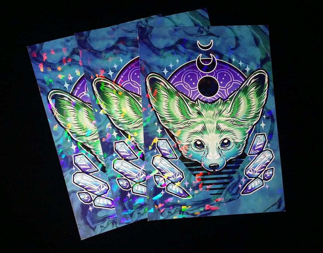 Bat Eared Fox Rainbow Sparkle Print