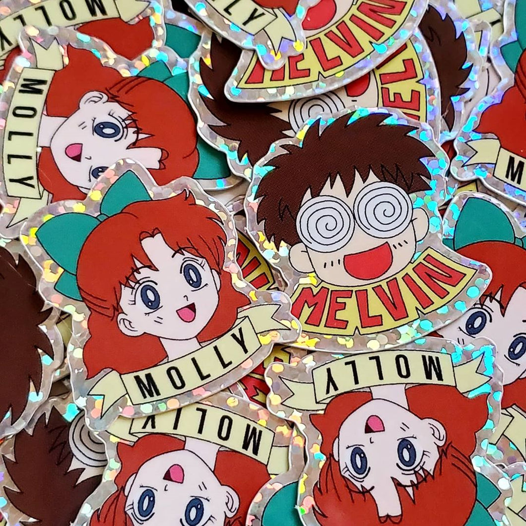 Melvin & Molly Die-Cut Holographic Stickers