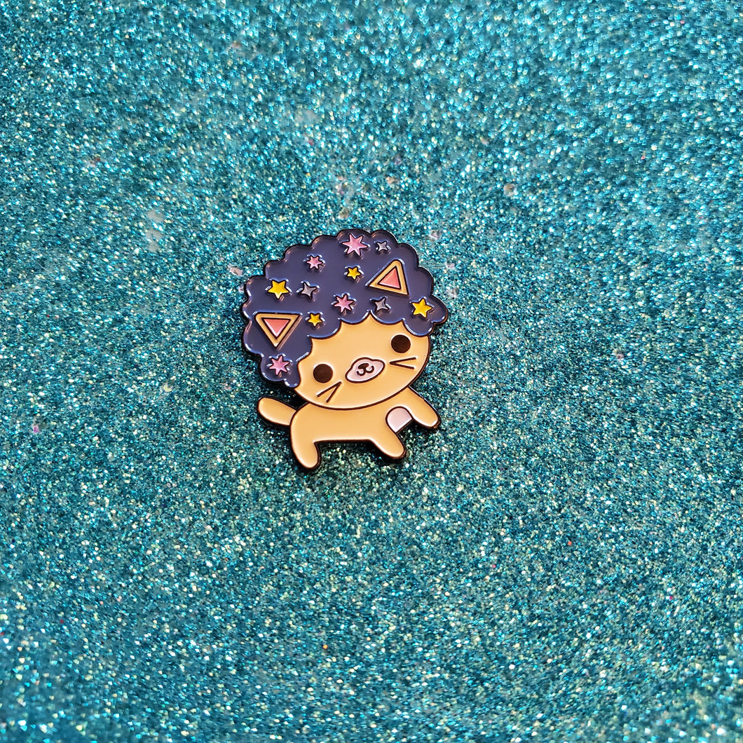 Starry Nights Afro Cat Pin