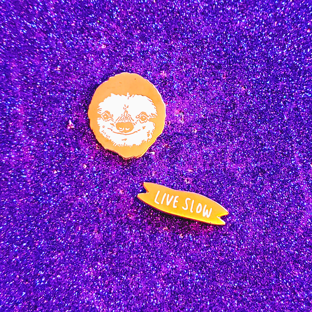 LIVE SLOW - Sloth - Set of 2 Pins