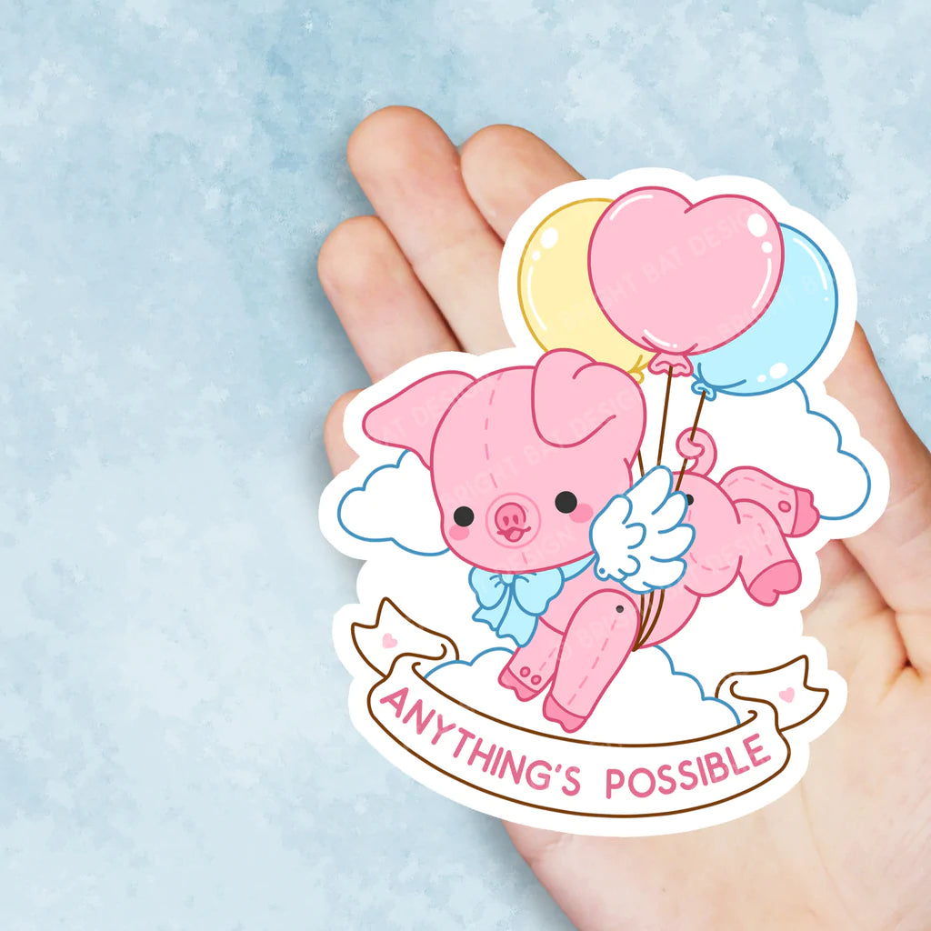 Anything's Possible Pig Vinyl Sticker