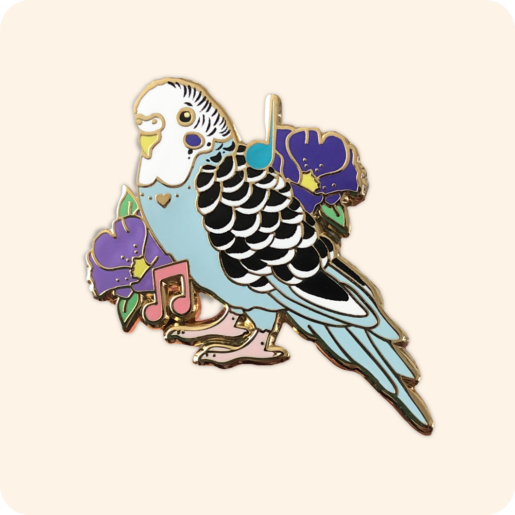 Blue Parakeet Enamel Pin