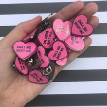 Load image into Gallery viewer, Call me beep me conversation heart pin

