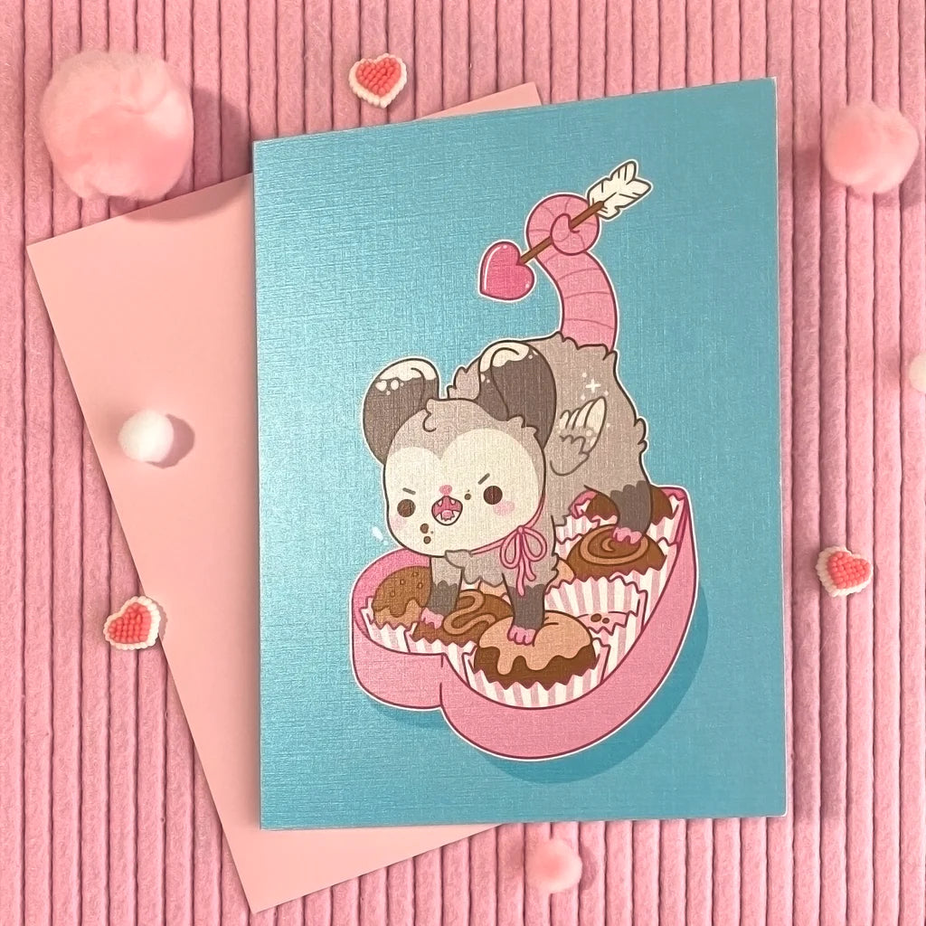 Cupid Opossum Valentine's Day Card