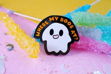 Load image into Gallery viewer, Where my boos at? 2.5 inch Spoopy Ghost Hard Enamel Pin
