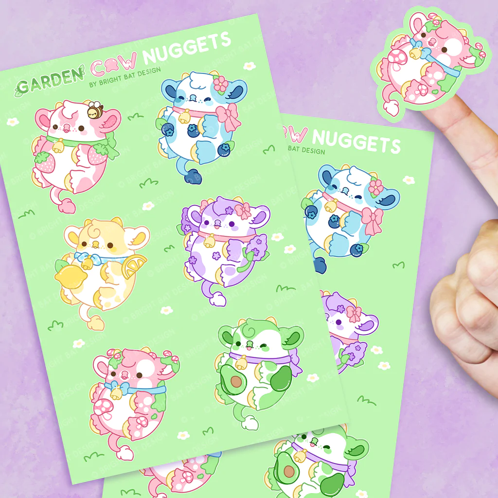 Garden Cow Nuggets Sticker Sheets (2 Pack)