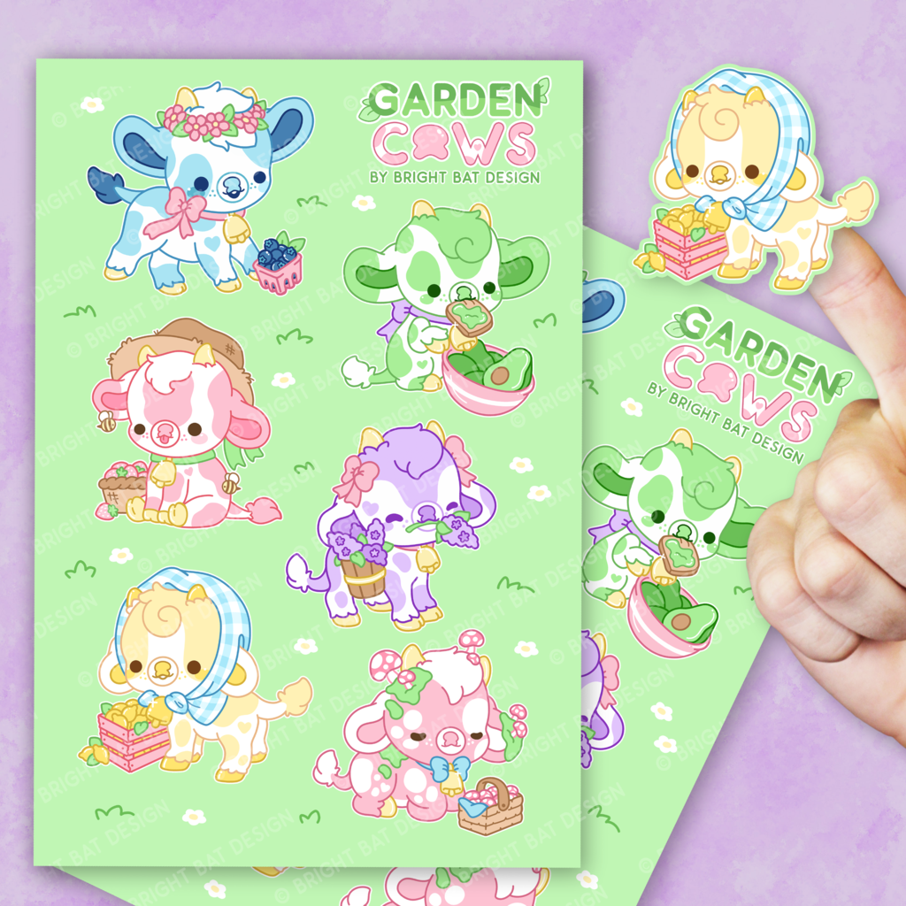 Garden Cows Sticker Sheets (2 Pack)