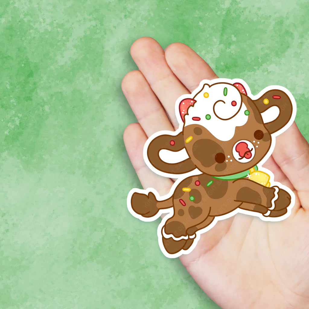 Gumdrop the Gingerbread Cow Vinyl Sticker