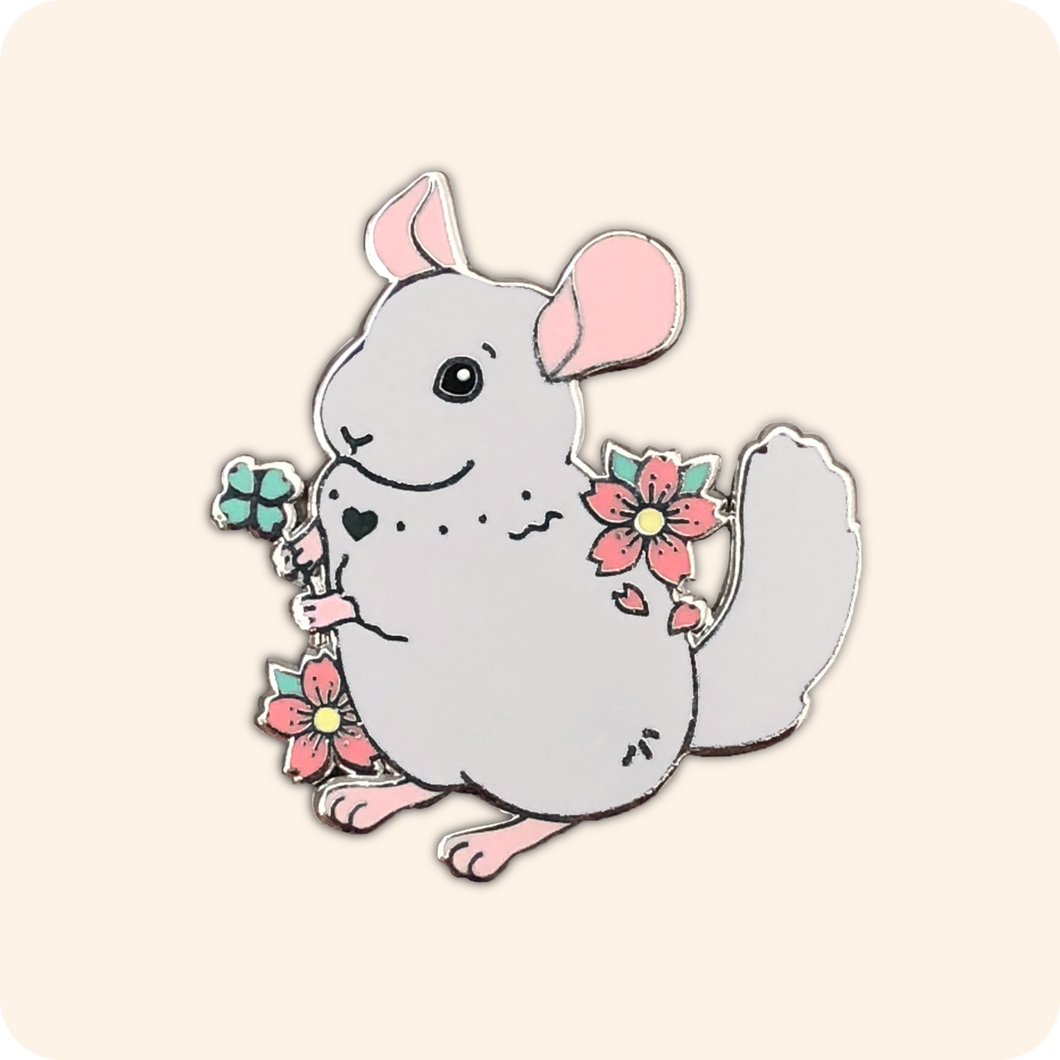 Grey Chinchilla Enamel Pin