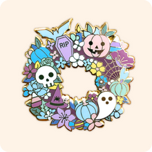 Load image into Gallery viewer, Pastel Halloween Wreath Enamel Pin
