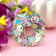 Load image into Gallery viewer, Pastel Halloween Wreath Enamel Pin
