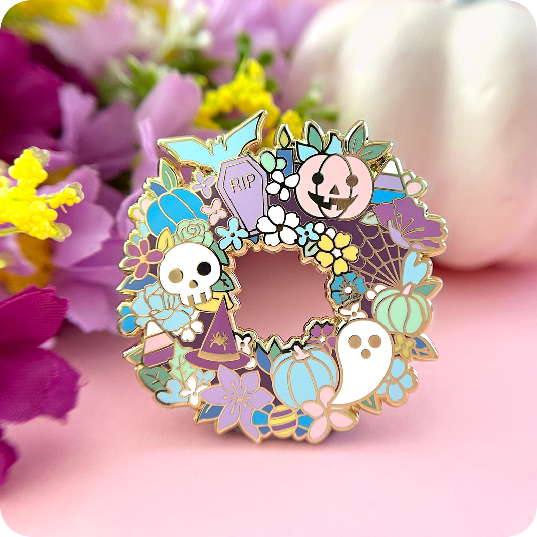 Pastel Halloween Wreath Enamel Pin