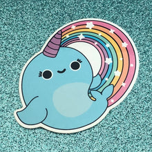Load image into Gallery viewer, RAINBOW NARWHAL STICKER
