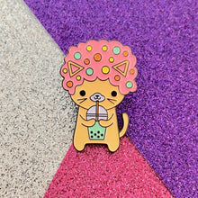Load image into Gallery viewer, AFRO CAT I LOVE BOBA PINK ENAMEL PIN
