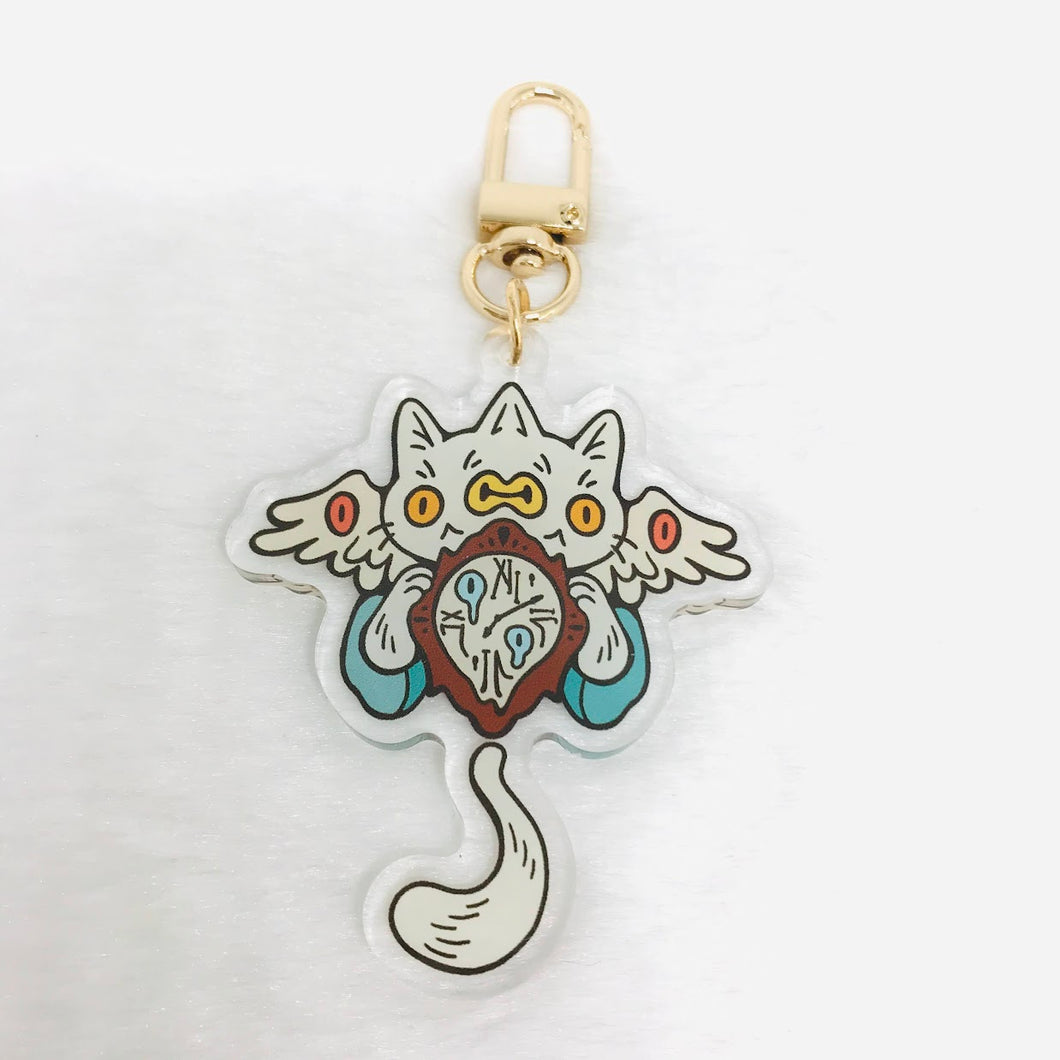 Questioning Cat Angel Keychain