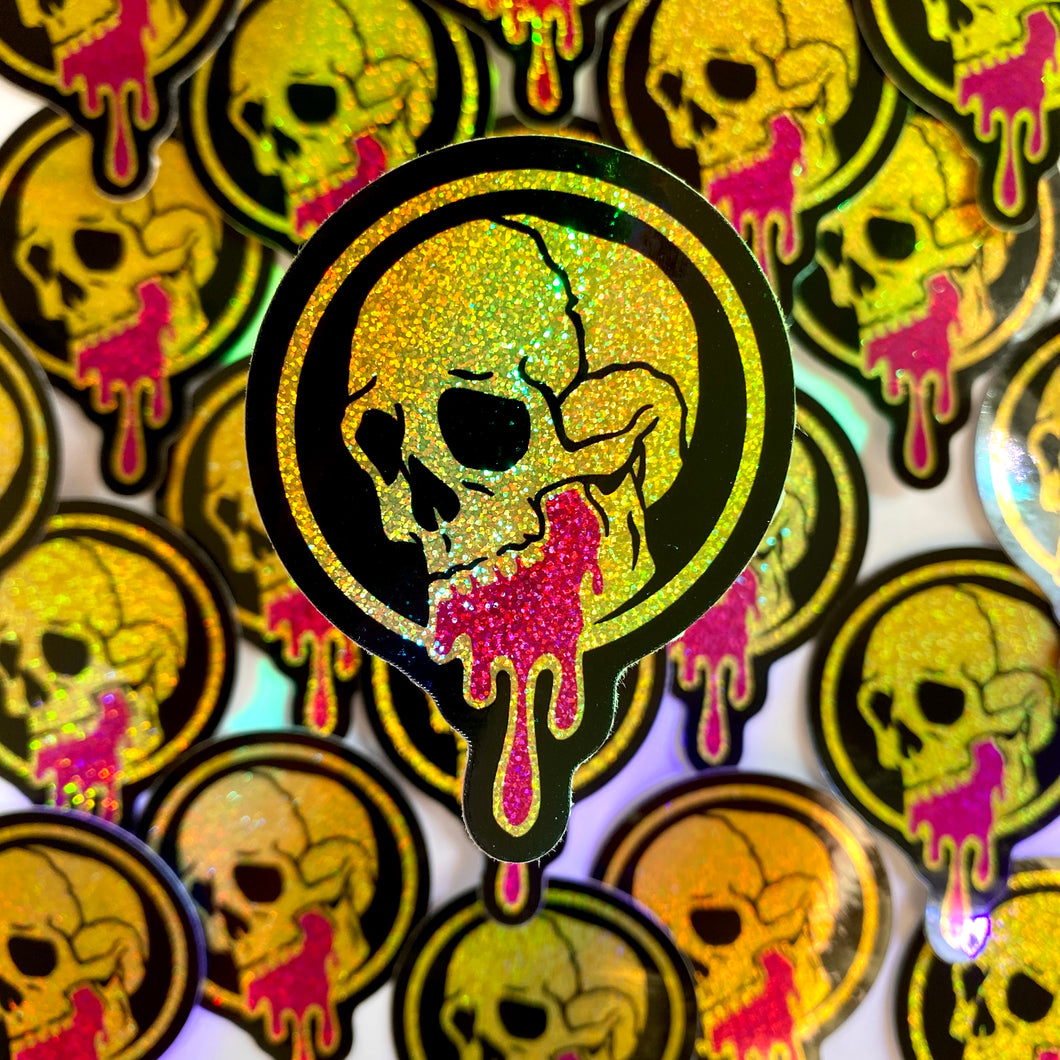 SOL Skull Sticker- Glitter Gold