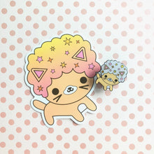 Load image into Gallery viewer, SALE AFRO CAT MAGICAL SKY GLITTER ENAMEL PIN &amp; STICKER SET

