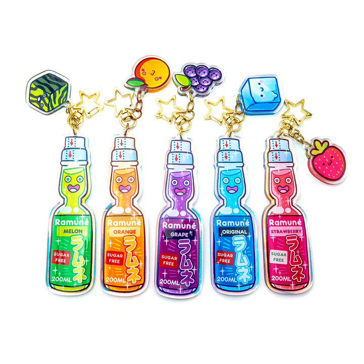 RAMUNÉ KEYCHAIN -JAPANESE SODA POP DRINK - Choose your flavor