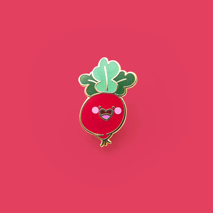 HAPPY RADISH ENAMEL PIN - VEGETABLE LAPEL PIN