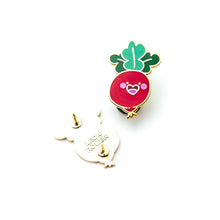 Load image into Gallery viewer, HAPPY RADISH ENAMEL PIN - VEGETABLE LAPEL PIN
