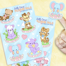 Load image into Gallery viewer, Self Care Plushie Pals 2 Sticker Sheets (2 Pack)
