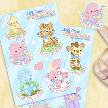 Load image into Gallery viewer, Self Care Plushie Pals 2 Sticker Sheets (2 Pack)
