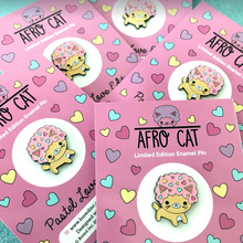 Load image into Gallery viewer, AFRO CAT PASTEL LOVE ENAMEL PIN
