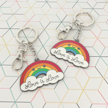 Load image into Gallery viewer, Love is Love PRIDE Rainbow Keychain
