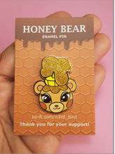 Load image into Gallery viewer, Honey Bear Enamel Pin in Regular or Glitter Finish
