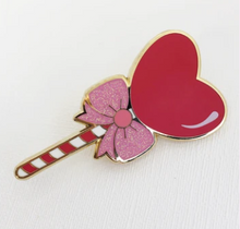 Load image into Gallery viewer, Red Heart Lollipop Enamel Pin
