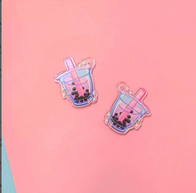 Load image into Gallery viewer, Pink or Purple Boba Acrylic Dangle Earrings!
