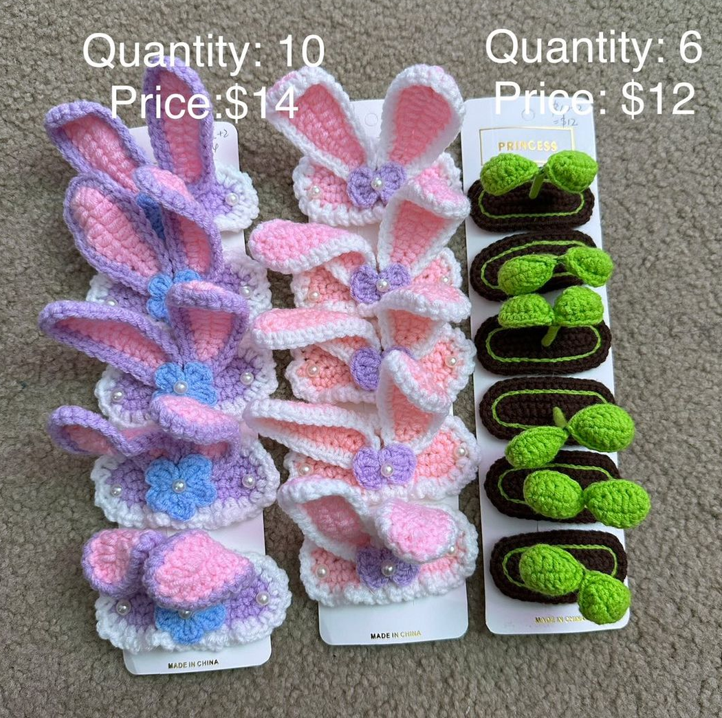 Sprout or Bunny Ear Crotchet Hairclips