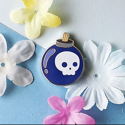 Blue Skull Bomb Pin