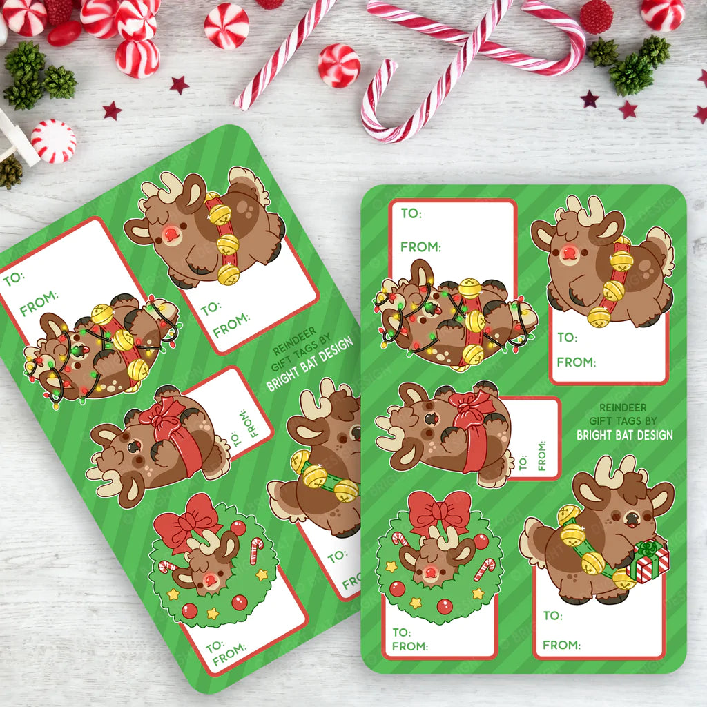 Holiday Reindeer Gift Tag Sheets (2 Pack)