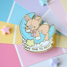 Load image into Gallery viewer, Take Time To Rest Bunny Enamel Pin
