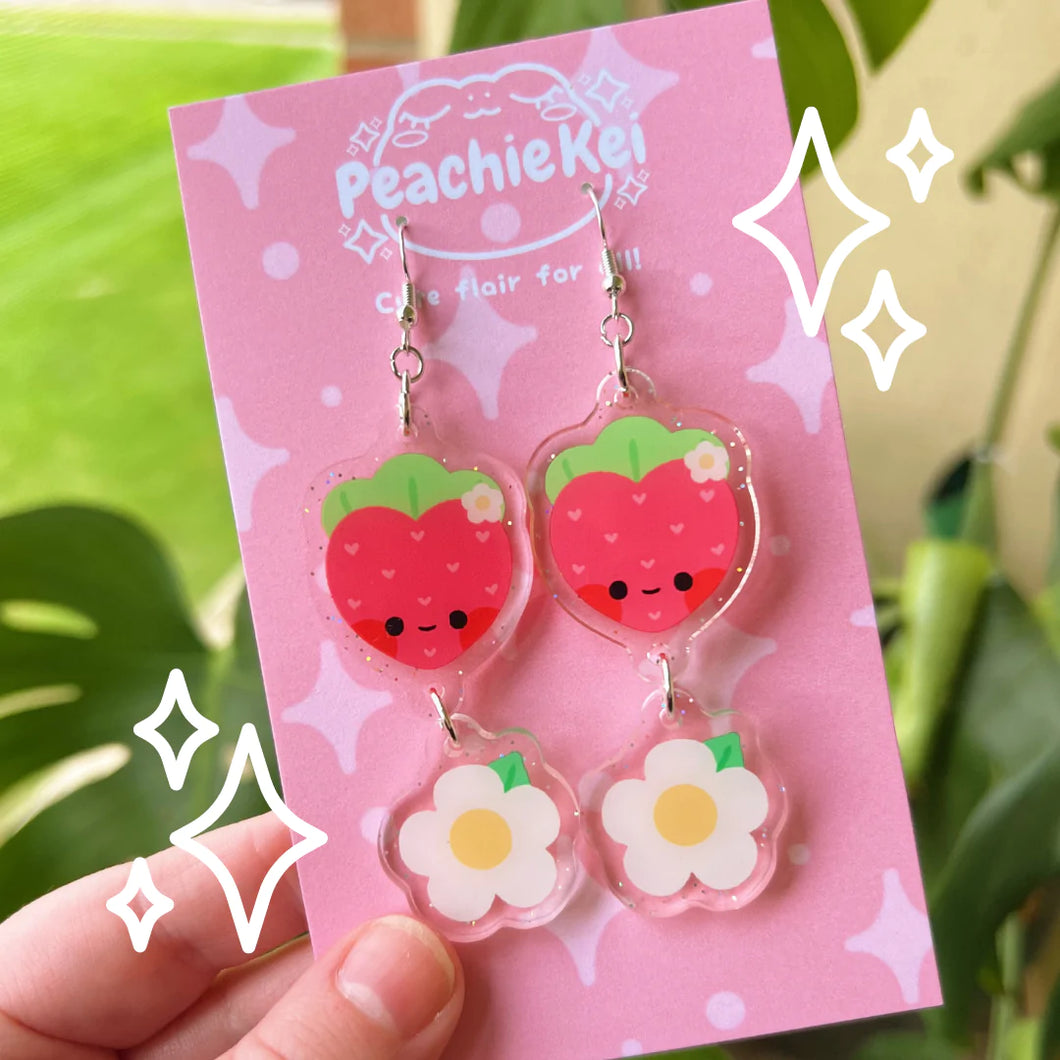 Strawberry Blossom Dangle Earrings