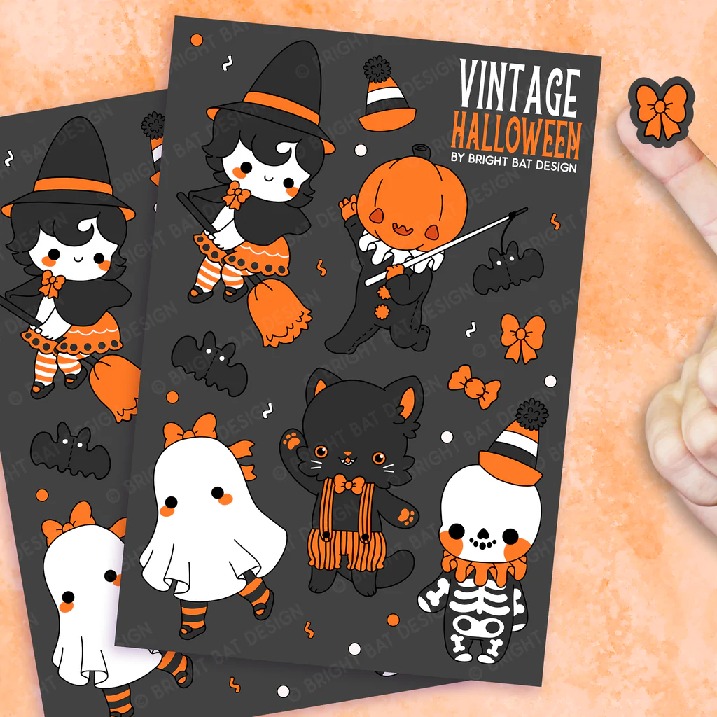 Vintage Halloween Sticker Sheets (2 Pack)