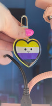 Load image into Gallery viewer, Happy Holo Sparkle Pride Flag Acrylic Keychains
