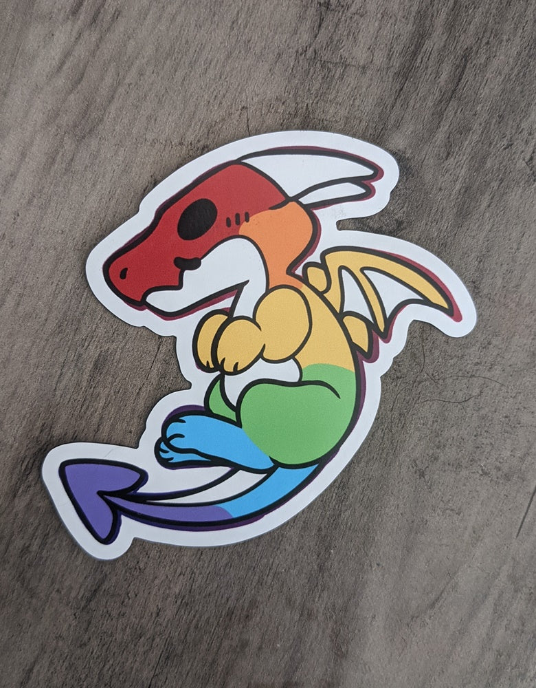 Rainbow Dragon Metallic Sticker or Magnet
