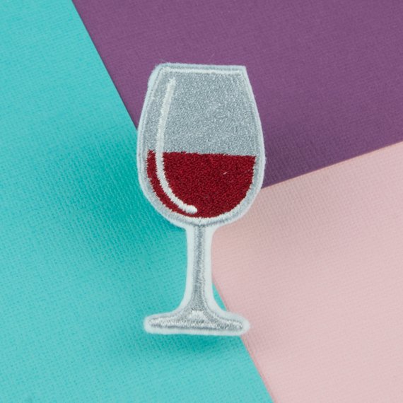 Wine glass iron on patch