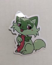 Load image into Gallery viewer, Chilled out leafy kitty sticker: Holo, Clear, or Prismatic finishes!
