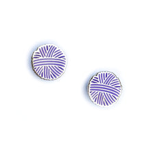 Load image into Gallery viewer, Purple Yarn Ball Enamel Earrings
