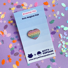 Load image into Gallery viewer, Pastel Rainbow Knit Heart Enamel Pin
