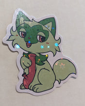 Load image into Gallery viewer, Chilled out leafy kitty sticker: Holo, Clear, or Prismatic finishes!
