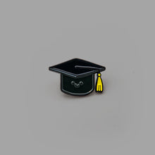 Load image into Gallery viewer, GRADUATION HAT ENAMEL PIN - ACADEMIC CAP PIN: Purple or Black!

